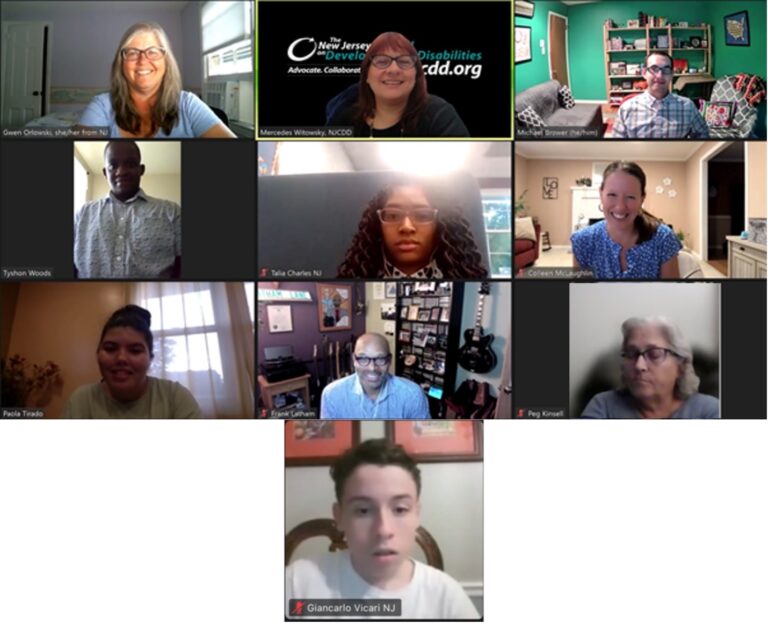 Screen shot of NJ state team in a Zoom meeting